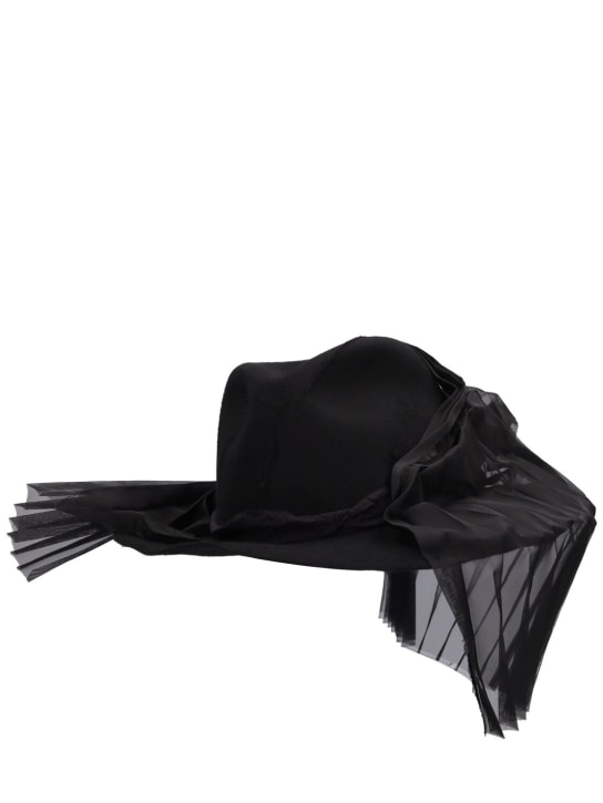 Yohji Yamamoto: Trimming wool hat - Black - men_0 | Luisa Via Roma