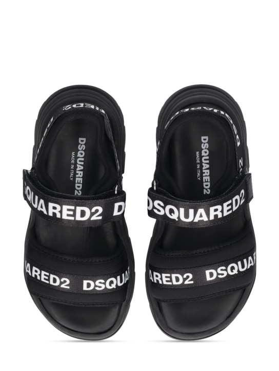 Dsquared2: Sandalen aus Technostoff mit Logodruck - Schwarz - kids-boys_1 | Luisa Via Roma