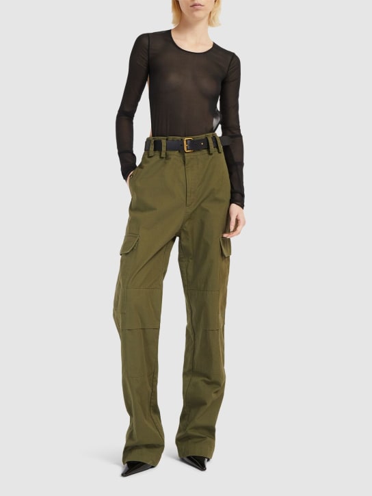 Saint Laurent: Cotton twill cargo pants - Khaki - women_1 | Luisa Via Roma