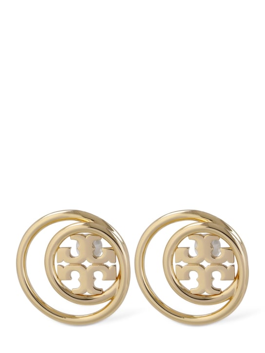 Tory Burch: Miller double ring stud earrings - Altın Rengi - women_0 | Luisa Via Roma