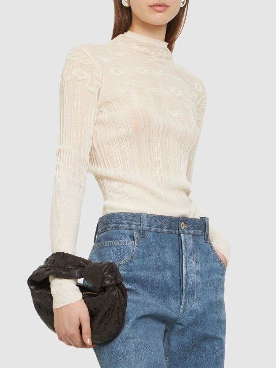 Bottega Veneta: Mini Jodie leather top handle bag - Fondant - women_1 | Luisa Via Roma