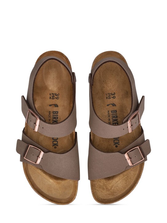 BIRKENSTOCK: New York faux leather sandals - Brown - kids-boys_1 | Luisa Via Roma