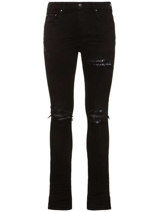 Amiri: 15cm MX1 bandana tapered denim jeans - Black - men_0 | Luisa Via Roma