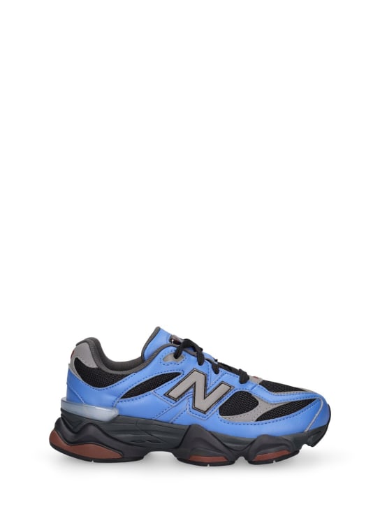 New Balance: 9060 faux leather lace-up sneakers - Blue - kids-boys_0 | Luisa Via Roma