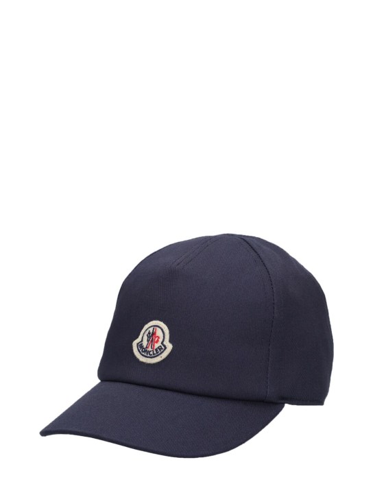 Moncler: Logo cotton baseball cap - Blue - kids-boys_1 | Luisa Via Roma