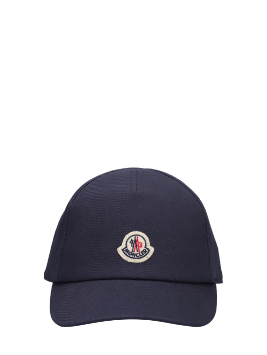Moncler: Logo cotton baseball cap - Blue - kids-boys_0 | Luisa Via Roma