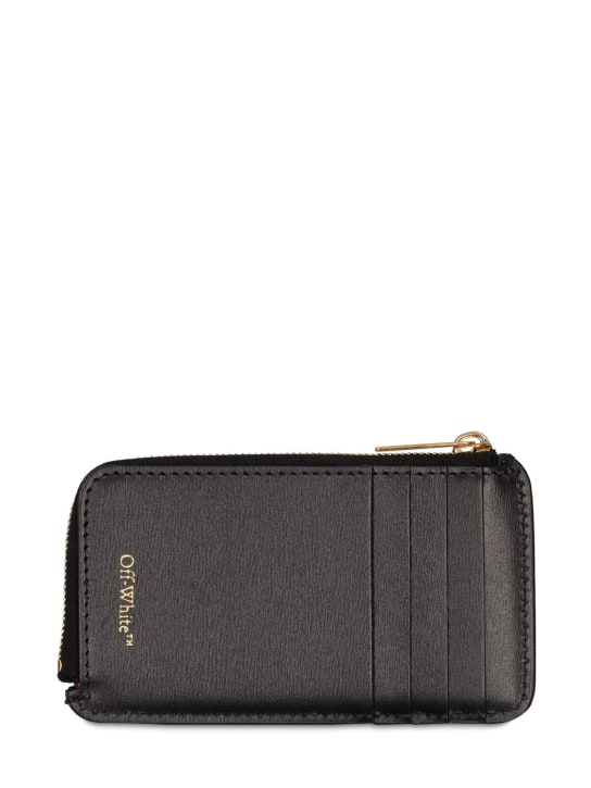 Off-White: Jitney leather zipped card case - Black - women_1 | Luisa Via Roma