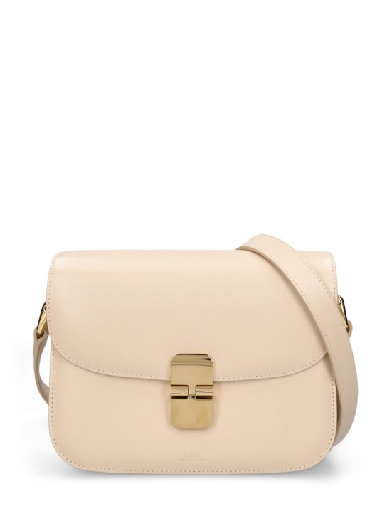 A.P.C.: Small Grace leather shoulder bag - Cream - women_0 | Luisa Via Roma