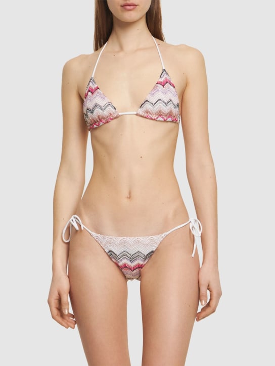 Missoni: Bikini en crochet à chevrons - Multi/Rose - women_1 | Luisa Via Roma