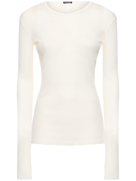 Ann Demeulemeester: Fiene ribbed cotton long sleeve top - White - women_0 | Luisa Via Roma