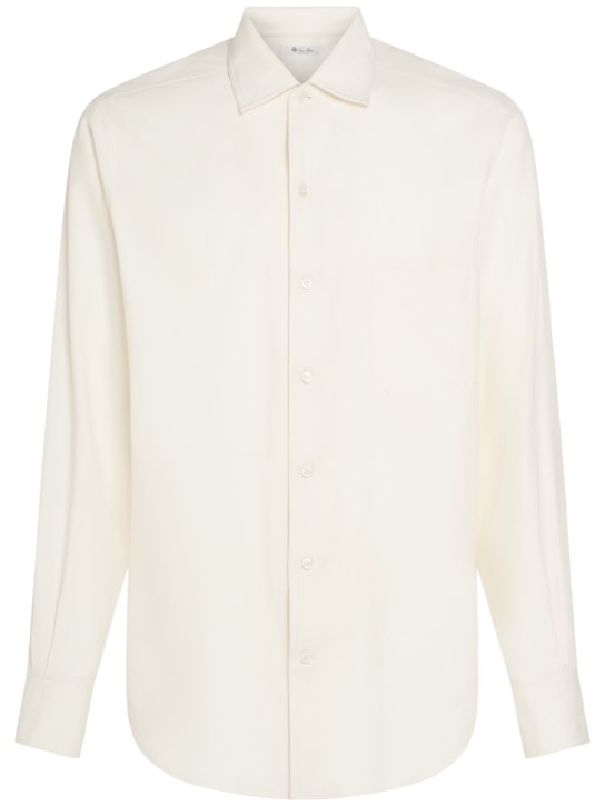 Loro Piana: Andrè long sleeve silk shirt - White/Beige - men_0 | Luisa Via Roma