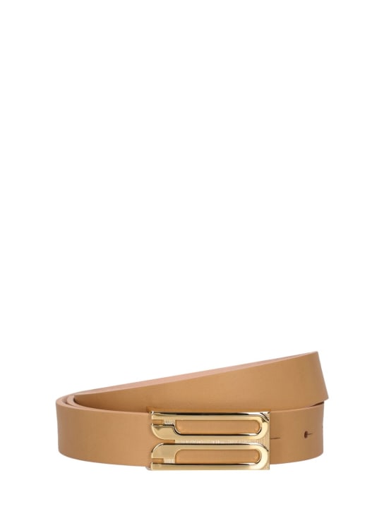 Victoria Beckham: Regular frame leather belt - Camel - women_0 | Luisa Via Roma