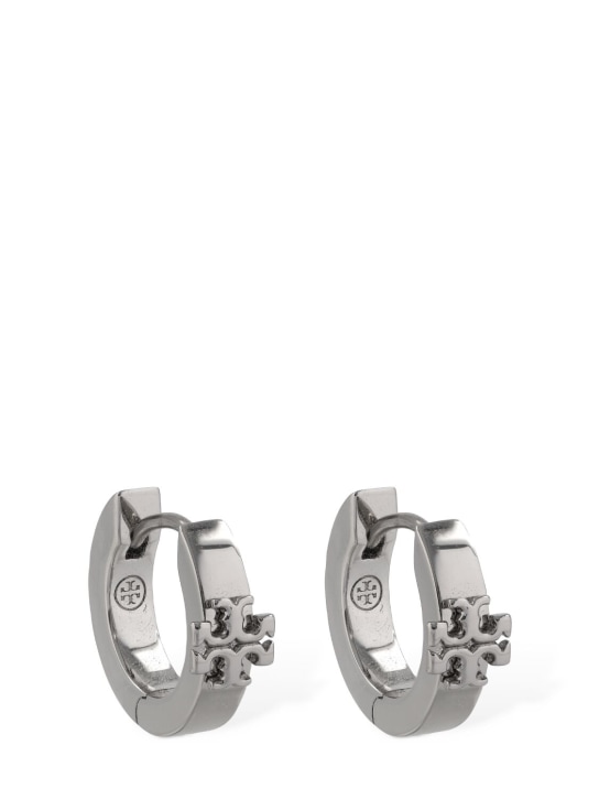 Tory Burch: Kira huggie earrings - Silver - women_0 | Luisa Via Roma