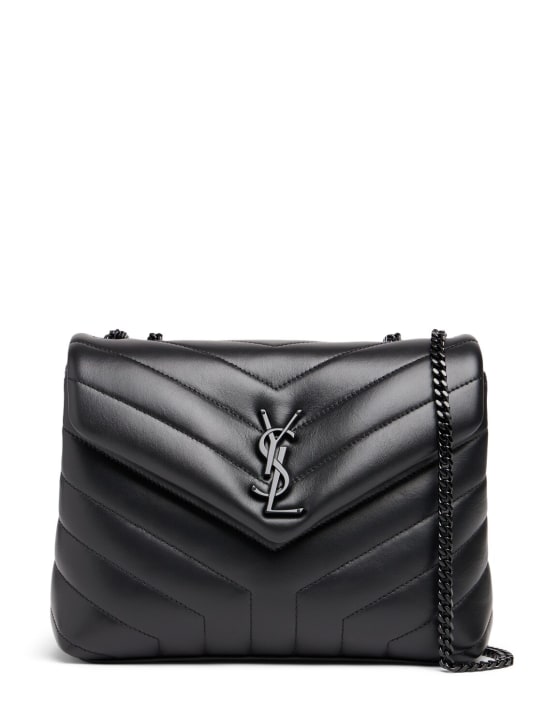 Saint Laurent: Small Loulou Y-quilted leather bag - Siyah - women_0 | Luisa Via Roma