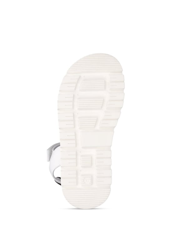 MSGM: Logo print leather strap sandals - kids-boys_4 | Luisa Via Roma