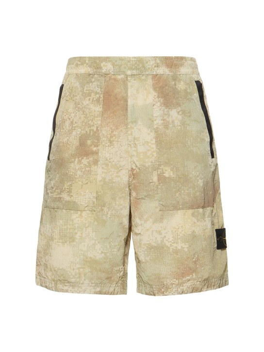 Stone Island: Shorts in Econyl camouflage - Natural Beige - men_0 | Luisa Via Roma