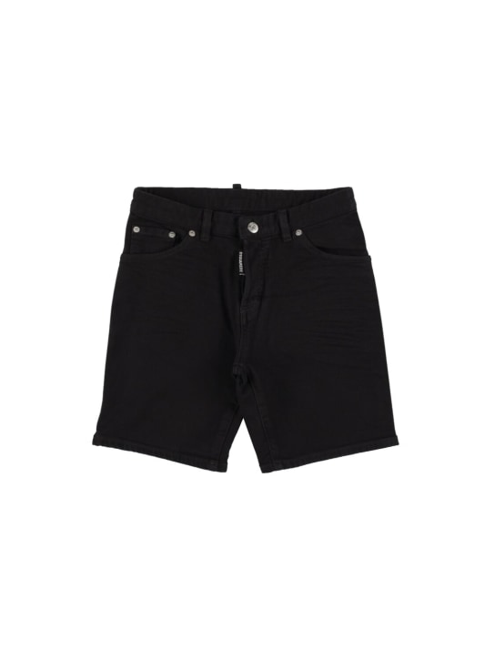 Dsquared2: Stretch cotton denim shorts - Siyah - kids-boys_0 | Luisa Via Roma