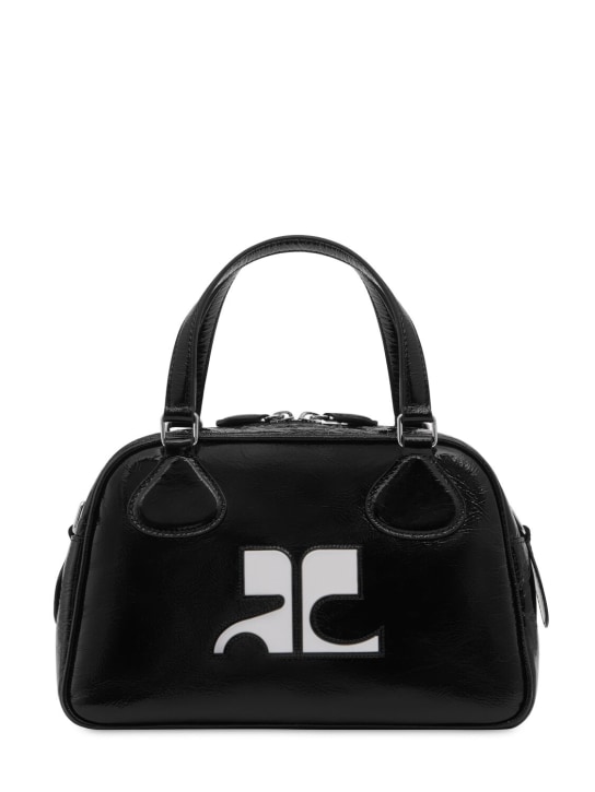 Courreges: ReEdition Bowling naplack top handle bag - Black - women_0 | Luisa Via Roma