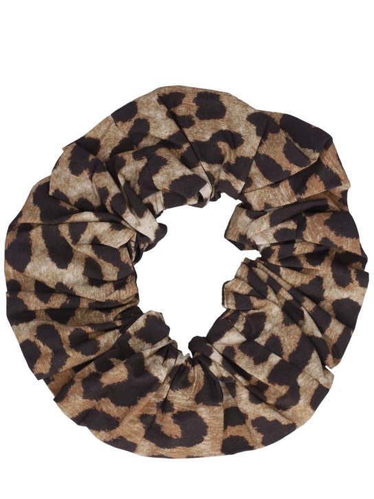 GANNI: Printed twill scrunchie - Leopard - women_1 | Luisa Via Roma
