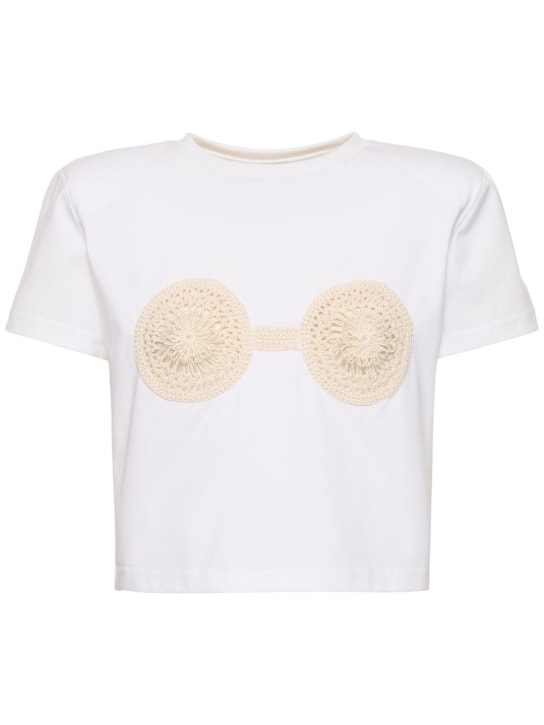 Magda Butrym: 装饰��纹针织T恤 - 白色 - women_0 | Luisa Via Roma