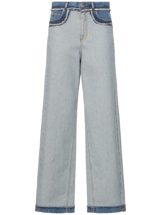 Marni: Cotton denim raw cut wide jeans - Açık Mavi - women_0 | Luisa Via Roma