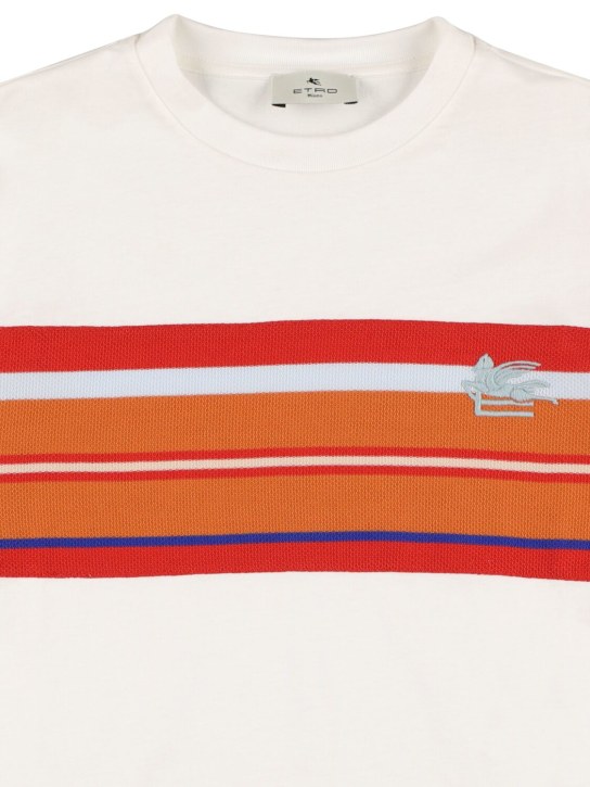 Etro: 棉质平纹针织T恤 - Ivory/Orange - kids-boys_1 | Luisa Via Roma