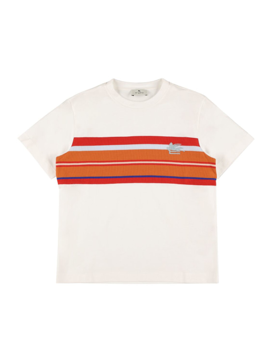 Etro: 棉质平纹针织T恤 - Ivory/Orange - kids-boys_0 | Luisa Via Roma
