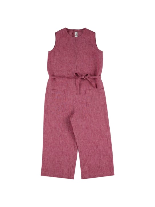 Il Gufo: Sleeveless linen jumpsuit - Mor - kids-girls_0 | Luisa Via Roma