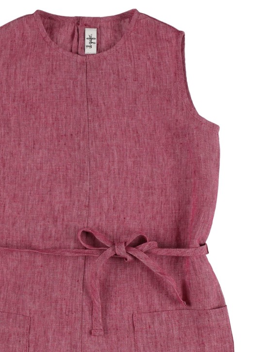 Il Gufo: Sleeveless linen jumpsuit - Purple - kids-girls_1 | Luisa Via Roma
