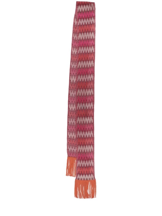 Missoni: Viscose blend lurex fringed scarf - Kırmızı - women_0 | Luisa Via Roma