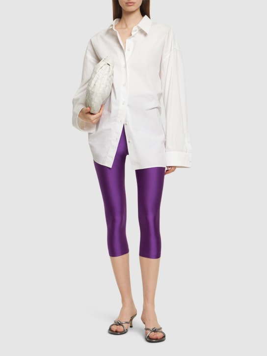 The Andamane: Holly shiny Lycra 3/4 leggings - Purple - women_1 | Luisa Via Roma