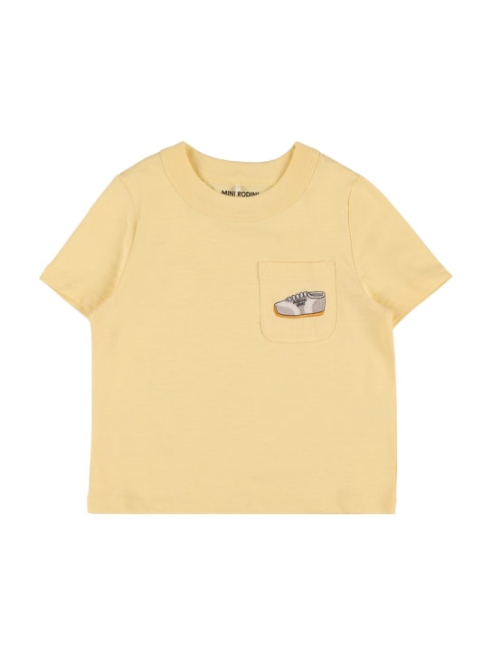 Mini Rodini: Besticktes T-Shirt aus Baumwolle - Gelb - kids-boys_0 | Luisa Via Roma