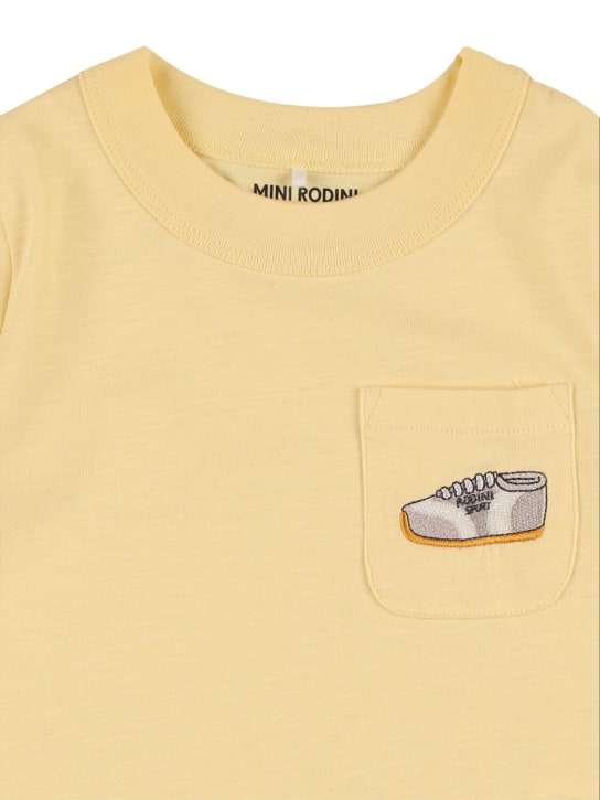 Mini Rodini: T-shirt en coton brodé - Jaune - kids-boys_1 | Luisa Via Roma