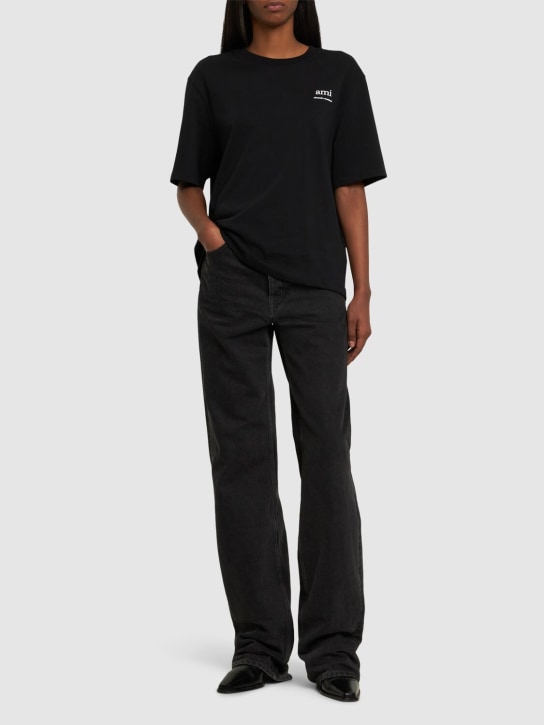 AMI Paris: Heavy cotton jersey logo t-shirt - women_1 | Luisa Via Roma