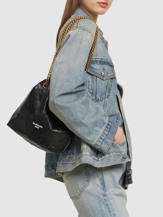 Balenciaga: Small Crush leather tote bag - 블랙 - women_1 | Luisa Via Roma