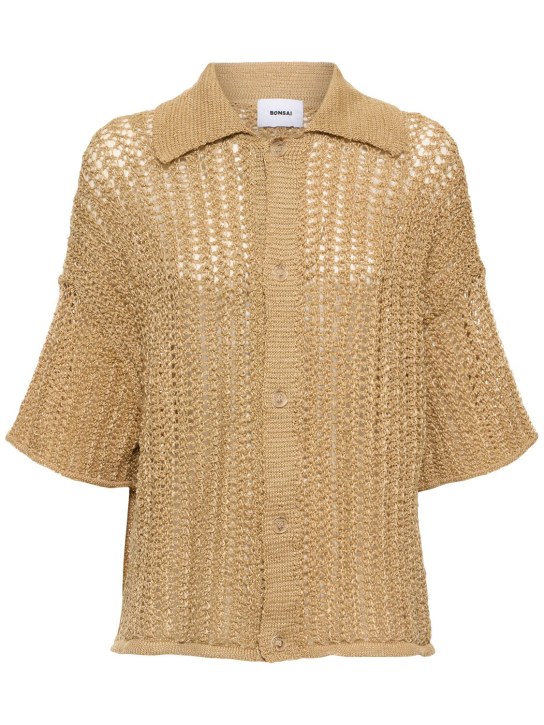 Bonsai: 酒椰纤维针织短袖衬衫 - 米黄色 - women_0 | Luisa Via Roma