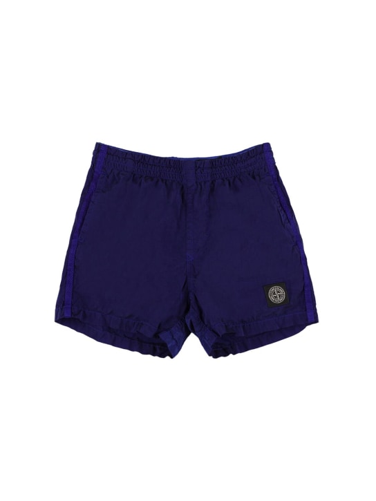 Stone Island: Bañador shorts de nylon - Azul - kids-boys_0 | Luisa Via Roma