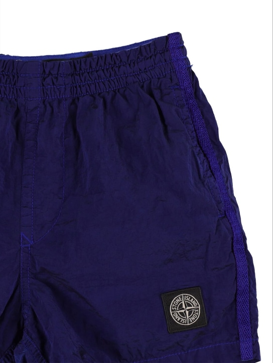 Stone Island: Bañador shorts de nylon - Azul - kids-boys_1 | Luisa Via Roma