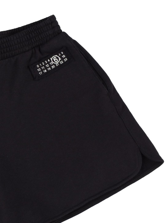 MM6 Maison Margiela: Shorts in cotone con logo - Nero - kids-girls_1 | Luisa Via Roma