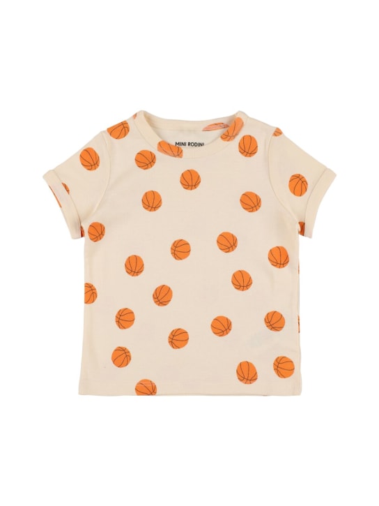 Mini Rodini: Bedrucktes T-Shirt aus Baumwolle - Wollweiß - kids-girls_0 | Luisa Via Roma
