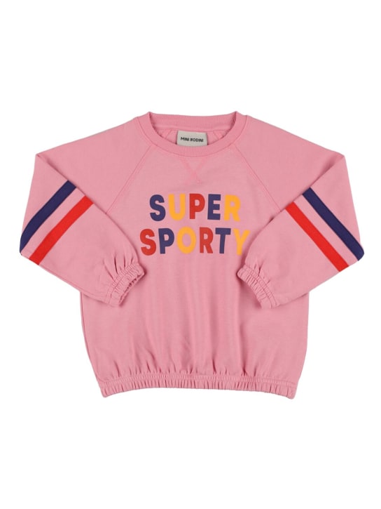 Mini Rodini: Printed cotton sweatshirt - Pink - kids-girls_0 | Luisa Via Roma
