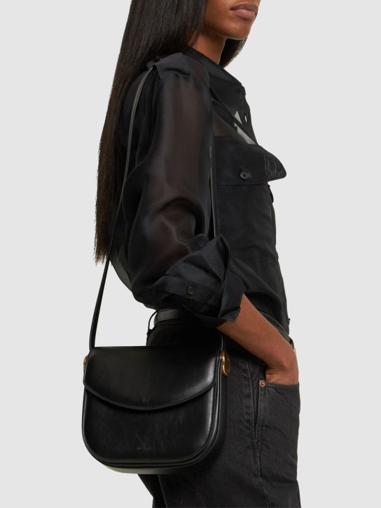 Jil Sander: Medium Coin leather crossbody bag - Black - women_1 | Luisa Via Roma