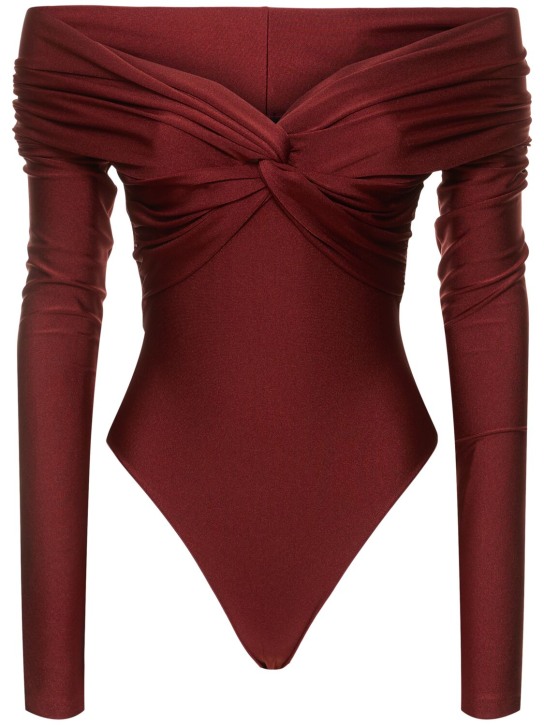 The Andamane: Kendall off-the-shoulder lycra bodysuit - Red - women_0 | Luisa Via Roma
