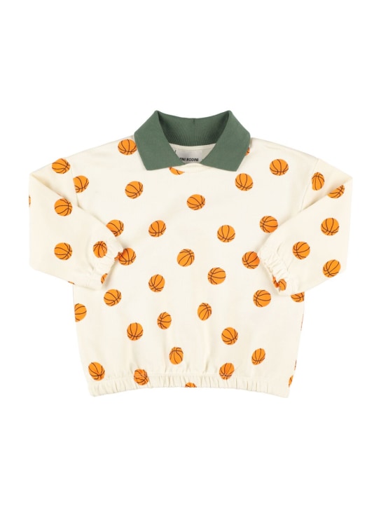 Mini Rodini: Sweat-shirt en coton imprimé avec col - Blanc Cassé - kids-boys_0 | Luisa Via Roma
