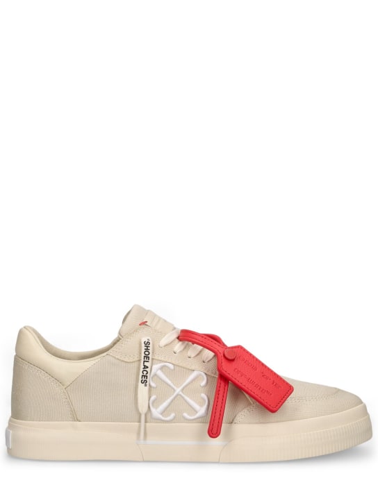 Off-White: New Low硫化帆布运动鞋 - Angora/White - men_0 | Luisa Via Roma