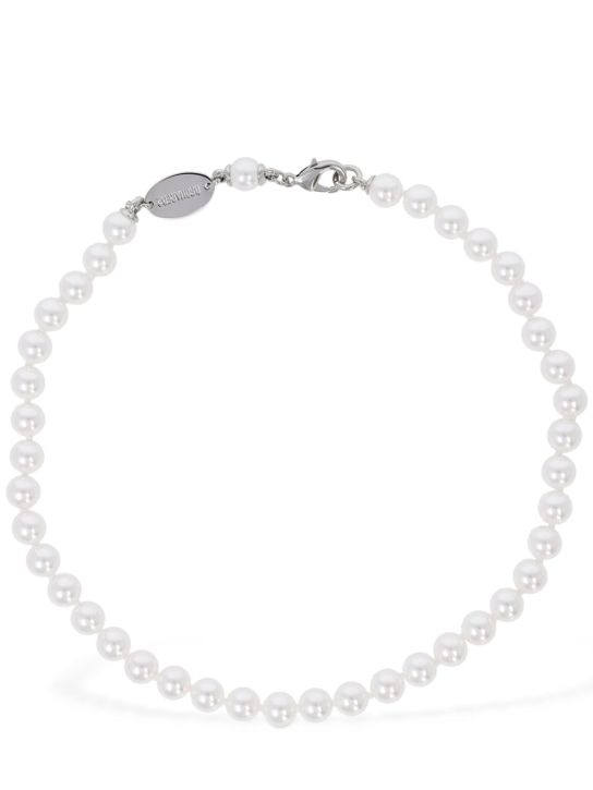 Dsquared2: Faux pearl chain collar necklace - White/Silver - women_0 | Luisa Via Roma