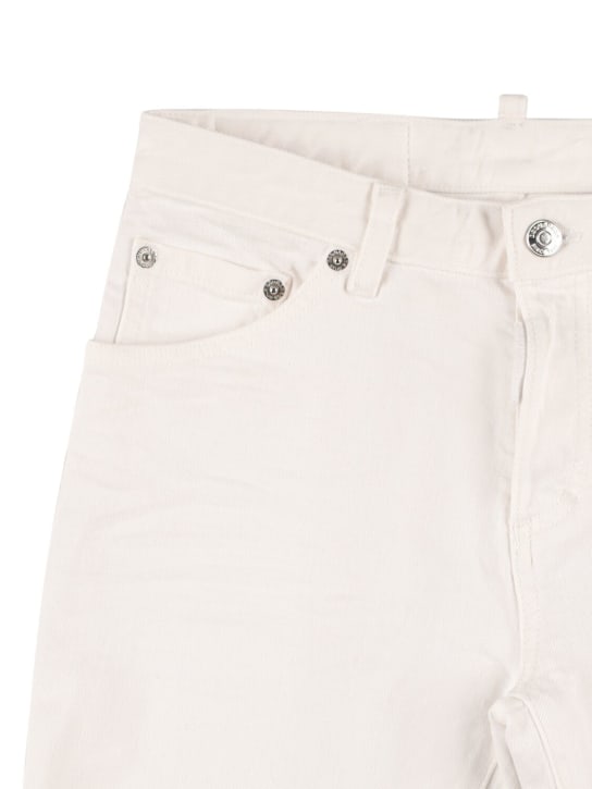Dsquared2: Shorts de denim de algodón stretch - Blanco - kids-boys_1 | Luisa Via Roma
