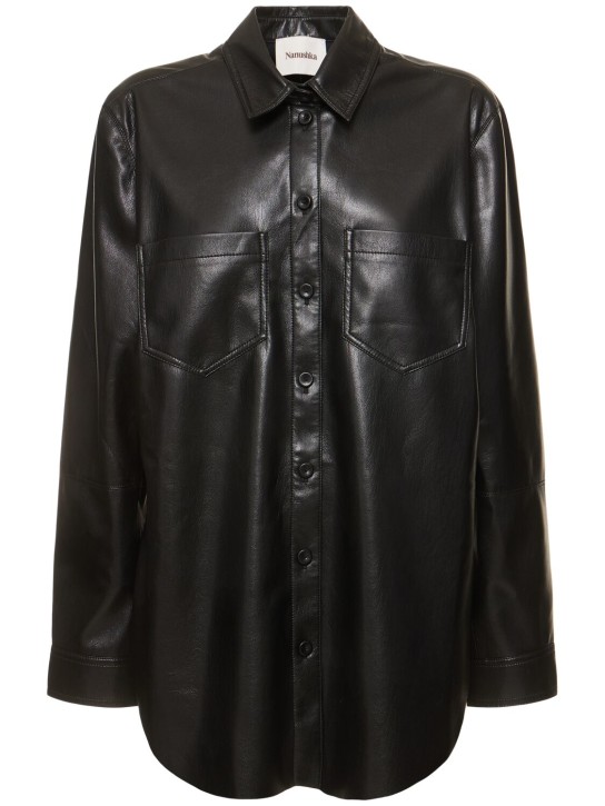 Nanushka: Giana faux leather overshirt - Black - women_0 | Luisa Via Roma