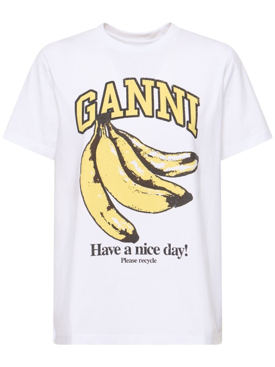 GANNI: T-Shirt aus Baumwolljersey „Banana“ - women_0 | Luisa Via Roma