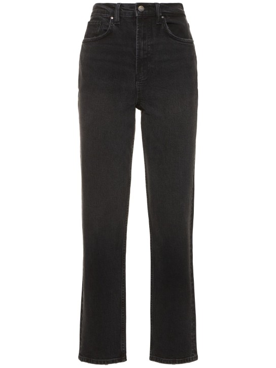 ANINE BING: Jeans rectos con cintura alta - Negro Lavado - women_0 | Luisa Via Roma